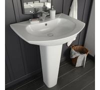 Freestanding Basin with Pedestal Ceramic White 650x520x200 mm