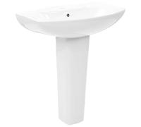 vidaXL Freestanding Basin with Pedestal Ceramic White 650x520x200mm Wash Sink vi