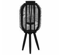 vidaXL Freestanding Candle Lantern Holder Bamboo Black Home Lighting Decor