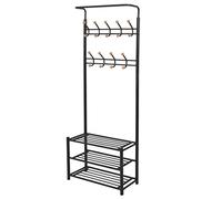 vidaXL Freestanding Coat Rack with Shoe Storage - Space-Saving, Easy to Assemble, Black - 68x32x182.5 cm