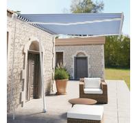 vidaXL Freestanding Manual Retractable Awning 300x250 cm Blue/White Shelter