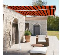 vidaXL Freestanding Manual Retractable Awning 300x250 cm Orange/Brown Shelter
