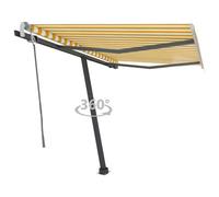 vidaXL Freestanding Manual Retractable Awning 300x250 cm Yellow/White