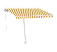 vidaXL Freestanding Manual Retractable Awning 300x250 cm Yellow/White Shelter