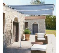 vidaXL Freestanding Manual Retractable Awning 350x250 cm Blue/White, Blue