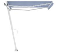 vidaXL Freestanding Manual Retractable Awning 350x250 cm Blue/White Shelter