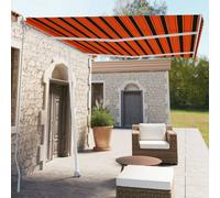 vidaXL Freestanding Manual Retractable Awning 350x250 cm Orange/Brown