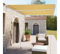 vidaXL Freestanding Manual Retractable Awning 350x250 cm Yellow/White Shelter