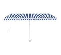 vidaXL Freestanding Manual Retractable Awning 400x350 cm Blue/White Outdoor