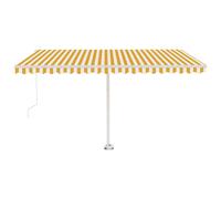vidaXL Freestanding Manual Retractable Awning 400x350 cm Yellow/White Outdoor