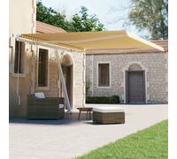 vidaXL Freestanding Manual Retractable Awning 450x300 cm Yellow/White