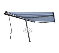 vidaXL Freestanding Manual Retractable Awning 450x350 cm Blue/White Outdoor