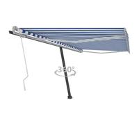 vidaXL Freestanding Manual Retractable Awning 450x350 cm Blue/White Outdoor