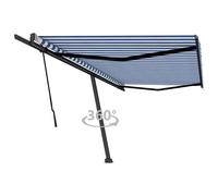 vidaXL Freestanding Manual Retractable Awning 500x350 cm Blue/White