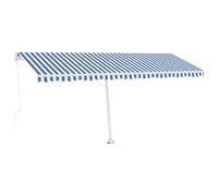 vidaXL Freestanding Manual Retractable Awning 500x350 cm Blue/White Outdoor