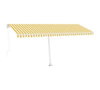 vidaXL Freestanding Manual Retractable Awning 500x350 cm Yellow/White Outdoor