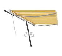 vidaXL Freestanding Manual Retractable Awning 500x350 cm Yellow/White Outdoor