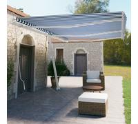 vidaXL Freestanding Manual Retractable Awning 600x350 cm Blue/White