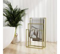 vidaXL Freestanding Iron Towel Rack - Industrial, Modern Design with Gold Finish - Bathroom Storage Solution, Drying Shelf, Accessory Organiser - 48x24x79 cm