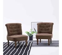 vidaXL French Chairs 2 pcs Brown Fabric