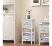 vidaXL French Country Style Wooden Storage Cabinet with 5 Drawers - Rustic White Sideboard for Hallway