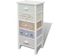 vidaXL French Country Style Wooden Storage Cabinet with 5 Drawers - Rustic White Sideboard for Hallway