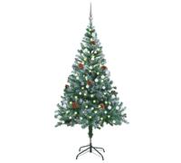 vidaXL Frosted Pre-lit Christmas Tree with Ball Set Artificial Tree Pinecones