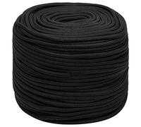 vidaXL Full Black 8 mm Thickness Polypropylene Boat Rope Sailing Marine Rope, Ideal for Rigging, Boating, Yachting - Length: 100 m