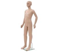 vidaXL Full Body Child Mannequin with Movable Arms and Rotatable Head - Ideal for Shop Display - Polypropylene Construction with Glass Base - Beige
