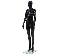 vidaXL Full Body Female Mannequin - Glossy Black Mannequin with Glass Base and Rotatable Parts - Polypropylene Display Model - 175 cm Height
