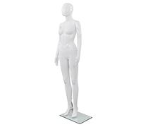 vidaXL Full-Body Female Mannequin - Movable Arms, Glass Base, Polypropylene - Glossy White