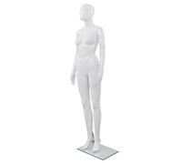 vidaXL Full-Body Female Mannequin - Movable Arms, Glass Base, Polypropylene - Glossy White