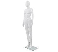 vidaXL Full-Body Female Mannequin with Movable Arms and Glass Base - Polypropylene Constructed Display Model - Glossy White - Ideal for Shop Window Outfits, Wigs and Shoes Display