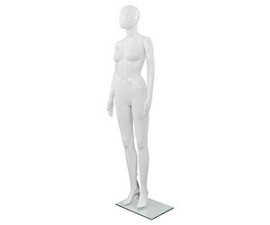 vidaXL Full Body Female Mannequin with Glass Base Glossy White 175 cm