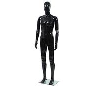 vidaXL Full Body Male Mannequin with Glass Base and Adjustable Body Parts in Glossy Black - Lightweight, Durable, and Easy to Assemble - Ideal for Displaying Clothes, Wigs or Shoes