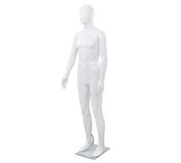 vidaXL Full Body Male Mannequin, Rotatable Head and Arms, Polypropylene Construction, Glass Base with Aluminium Stand, Glossy White Finish, 185 cm Height, Easy Assembly- Perfect for Clothes, Wigs ...