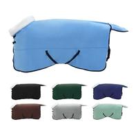 vidaXL Full Horse Blanket Aqua 125cm Fleece Riding Equipment Modern Warm Blanket Weatherproof Adjustable Fleece for Stable