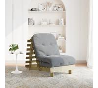 Natural Impregnated Pine Futon Sofa Bed w/ Grey Mattress 70x206x11cm Wood Frame