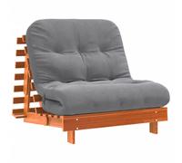 vidaXL Futon Sofa Bed with Mattress Floor Bed Couch Wax Brown Solid Wood Pine