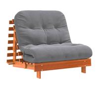 vidaXL Futon Sofa Bed with Mattress Floor Bed Couch Wax Brown Solid Wood Pine