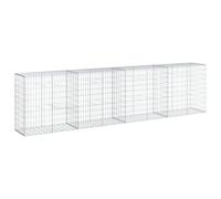 vidaXL Gabion Basket with Cover 400x50x100 cm Galvanised Iron, Silver