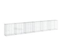 vidaXL Gabion Basket with Cover - 600x50x100 cm, Galvanised Iron, Rust &, Tool-Free Assembly, Customisable Outdoor Use