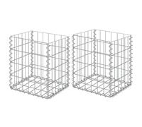 vidaXL Gabion Baskets 2 pcs Galvanised Steel 30x30x40 cm