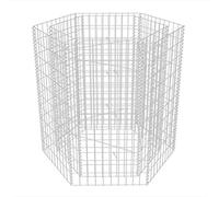 vidaXL Gabion Plant 100 x 90 x 100 cm Steel Stone Basket Flower Box Raised Bed, Silver