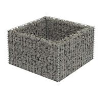vidaXL Gabion Raised Garden Bed in Galvanised Steel - Square Outdoor Planter Box with Mesh Grid, Proof and Weather-, Designed for Rocks and Gravel Filling, 90x90x50 cm, Silver