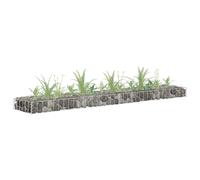 vidaXL Gabion Raised Bed Garden Basket Planter – Galvanised Steel Rectangular 180x30x10cm Silver