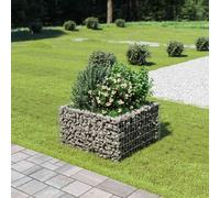 vidaXL Gabion Raised Garden Bed - Galvanised Steel Square Planter with Mesh Grid 90x90x50 cm Silver