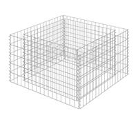 vidaXL Gabion Raised Garden Bed - Galvanised Steel Square Planter with Mesh Grid 90x90x50 cm Silver