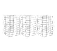 vidaXL Gabion Raised Garden Beds 3-Pack – Iron Silver, Mesh Grid Rectangular 30x30x50cm