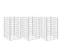 vidaXL Gabion Raised Garden Beds 3-Pack – Iron Silver, Mesh Grid Rectangular 30x30x50cm